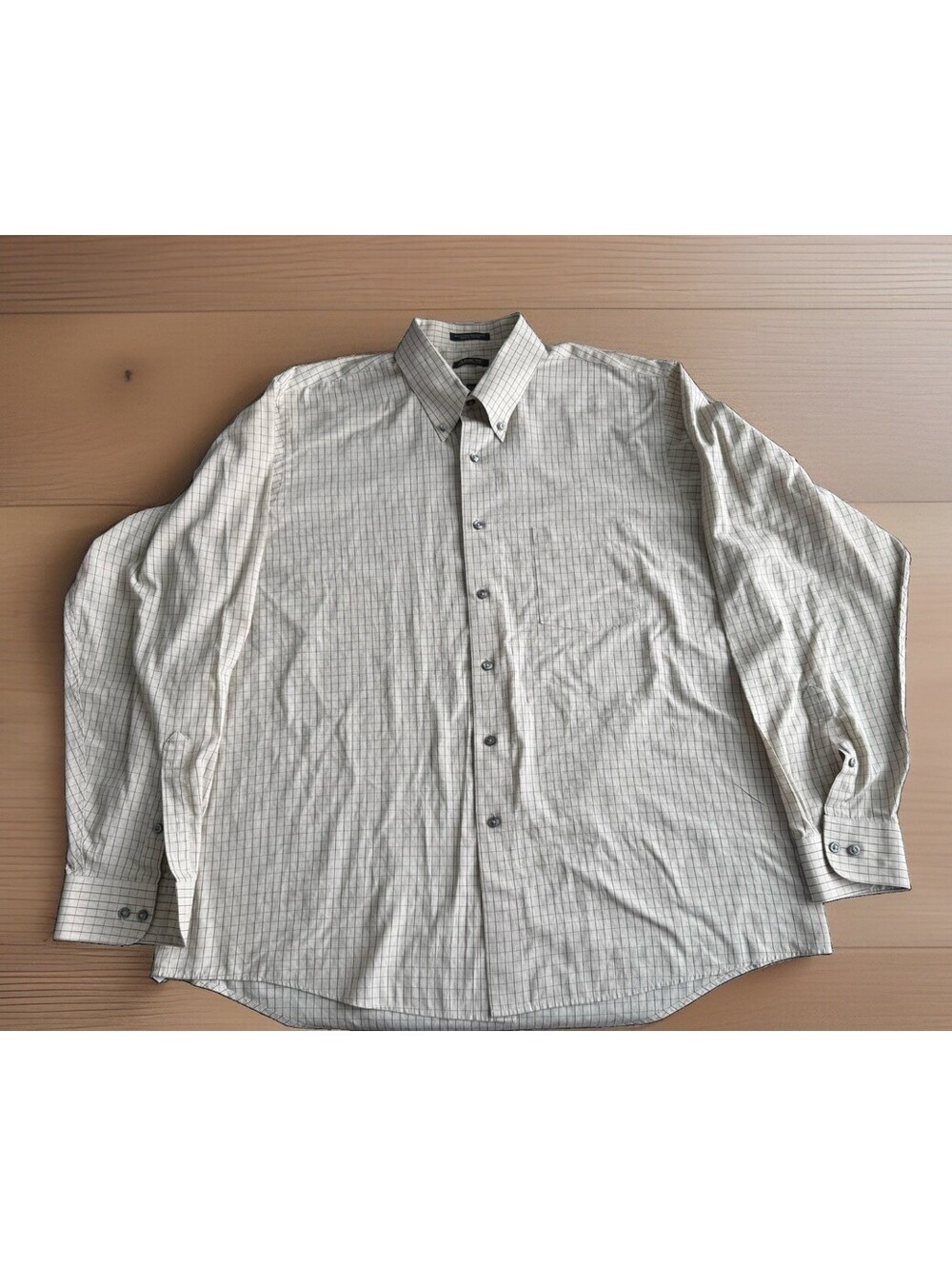 Arrow Dress Shirt XL 17-17.5 36/37 Tan Check Plaid Wrinkle Free Long Sleeve